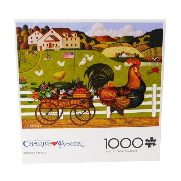 Buffalo ROOSTER EXPRESS Jigsaw Puzzle 1000 Pieces Charles Wysocki COMPLETE - Picture 1 of 9